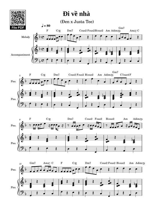 Sheet Music PDF for Đi về nhà Sheet Piano