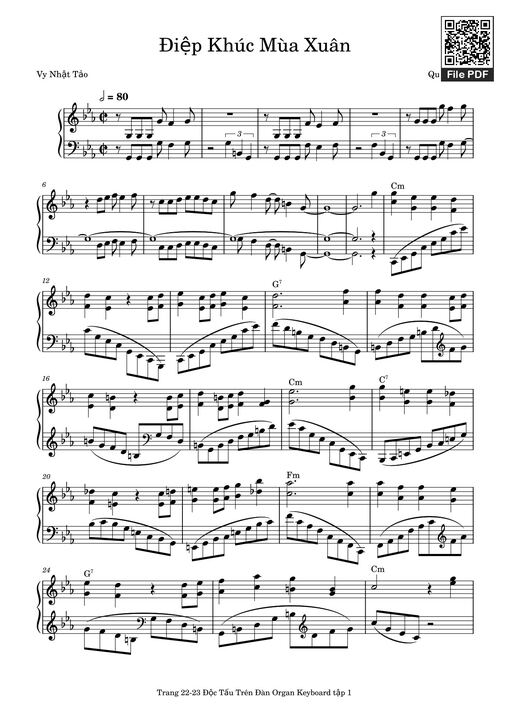 Điệp Khúc Mùa Xuân Sheet Piano (Cm)