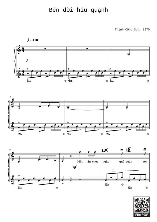 Bên đời hiu quạnh Sheet Piano
