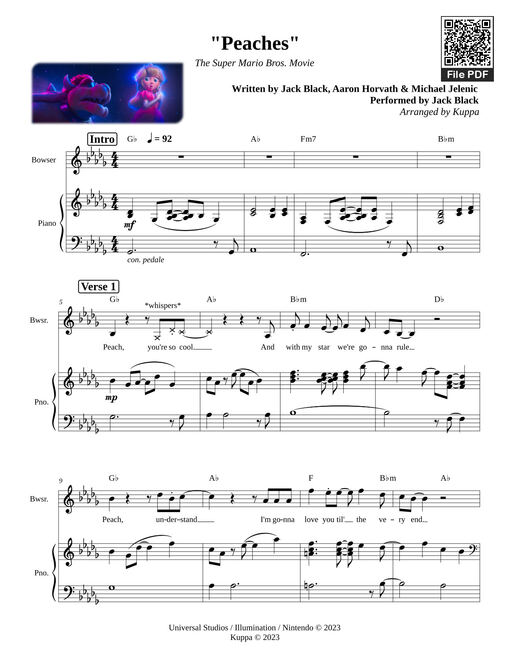 Sheet music preview - Peaches