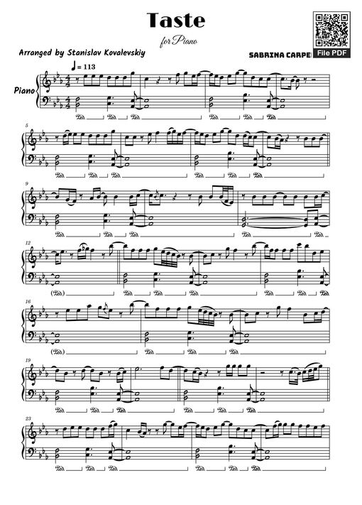 Taste Sheet Piano — Sabrina Carpenter
