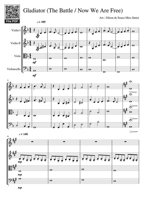 Gladiator (The Battle / Now We Are Free) Sheet Violin