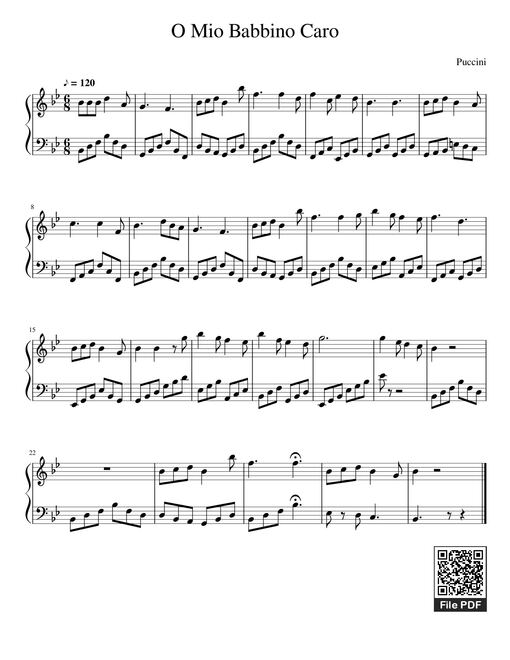 O Mio Babbino Caro Sheet Piano