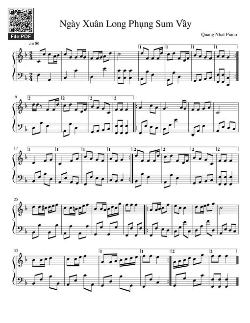 Ngày Xuân Long Phụng Xum Vầy Sheet Piano