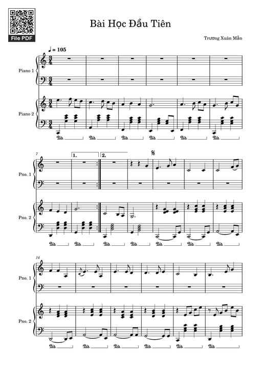 Bài Học Đầu Tiên Sheet Piano