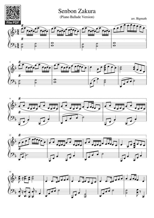 Senbon Zakura Sheet Piano