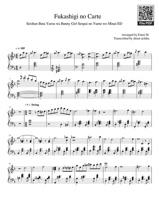 Fukashigi no Carte Sheet Piano