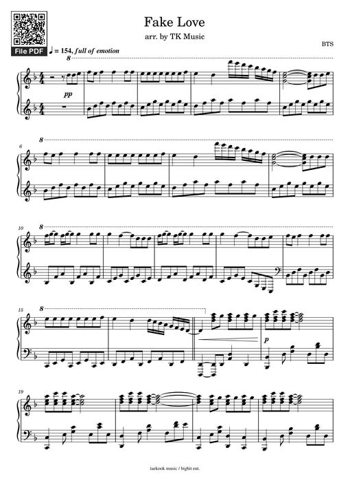 Fake Love Sheet Piano