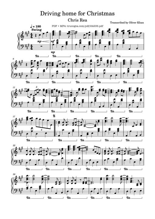 Driving home for Christmas Sheet Piano
