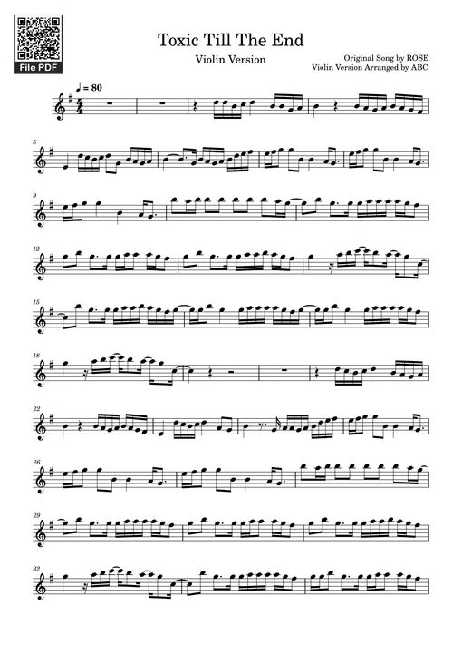 Toxic Till The End Sheet Violin