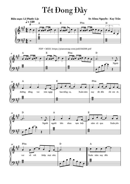 Tết Đong Đầy Sheet Piano