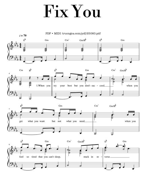 Fix You Sheet Piano — Leon Montealegre