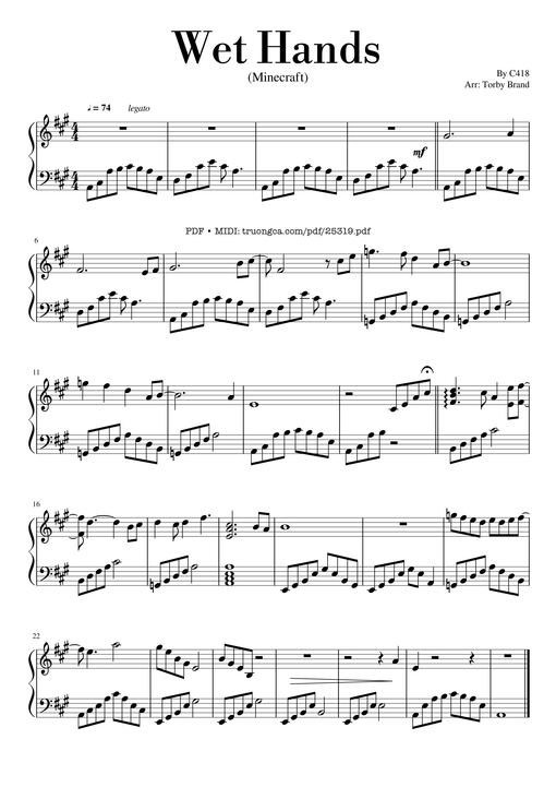 Wet Hands Sheet Piano