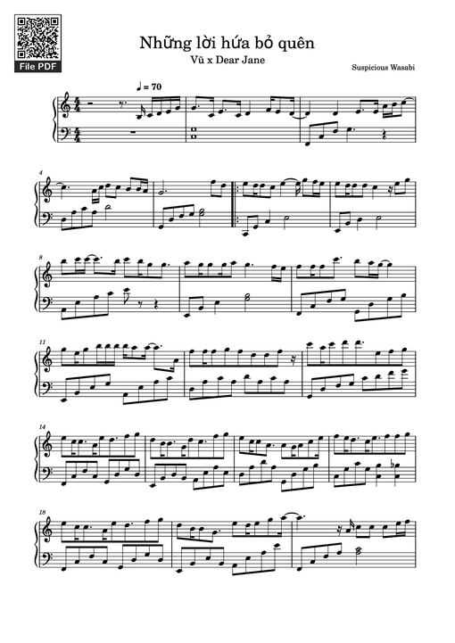 Những lời hứa bỏ quên Sheet Piano