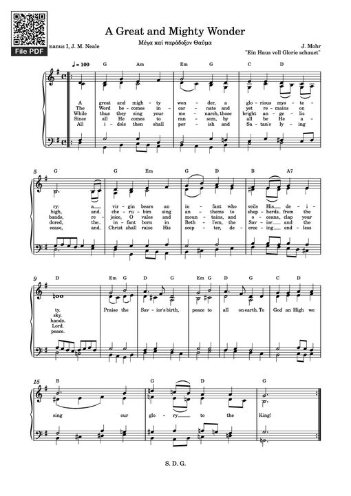 A Great and Mighty Wonder Sheet Piano