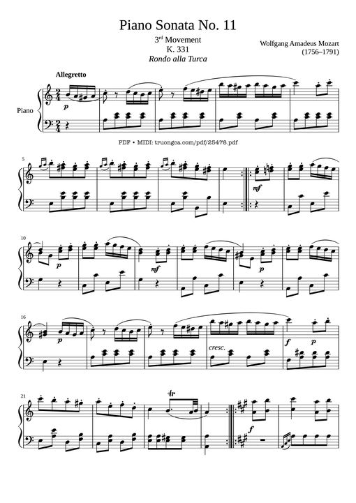 Sonata No. 11 — Wolfgang-amadeus-mozart-1756-1791