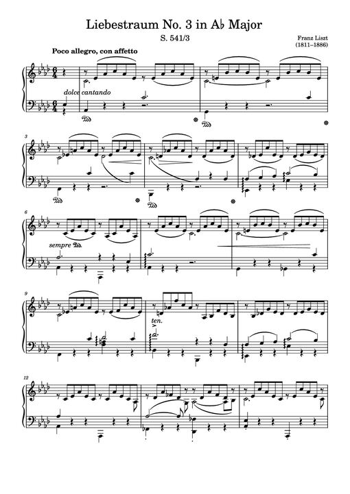 Liebestraum No. 3 in A♭ Major Piano
