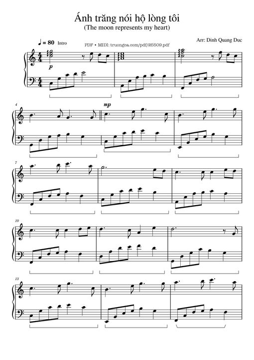 Ánh trăng nói hộ lòng tôi Piano