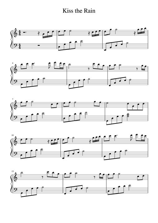 Kiss the Rain Piano (easy)