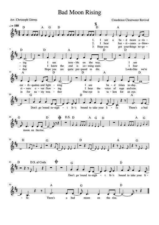 Bad Moon Rising Piano