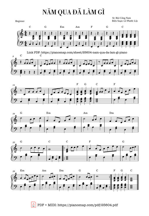 Năm Qua Đã Làm Gì Piano dễ tập