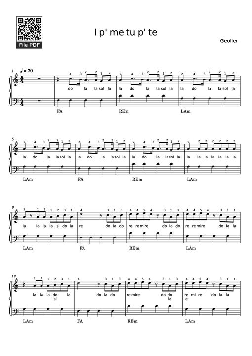I p' me tu p' te Piano