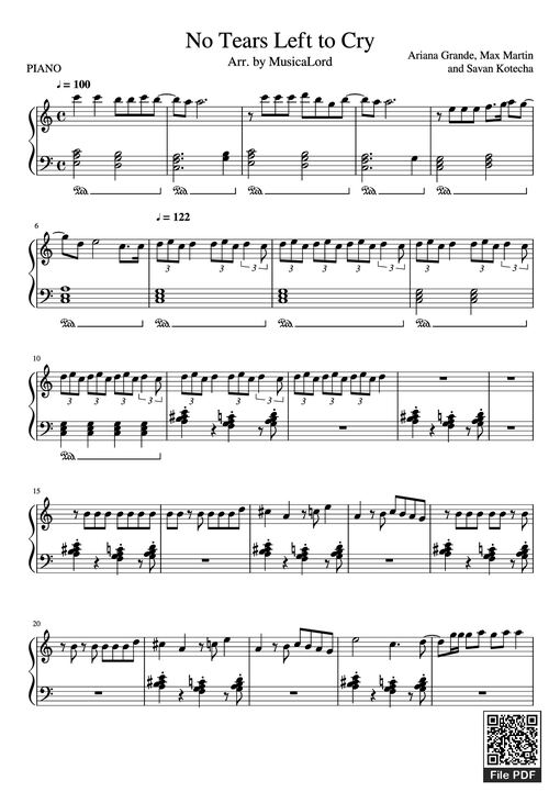 No Tears Left to Cry Piano