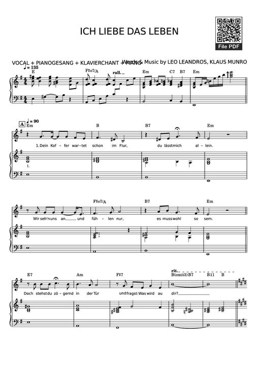 ICH LIEBE DAS LEBEN Piano