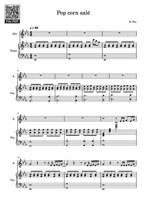 Pop corn salé Piano
