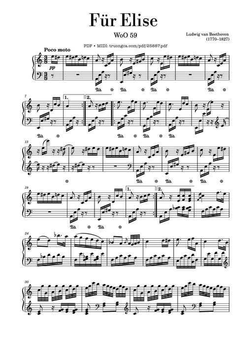Fur Elise (full) Piano