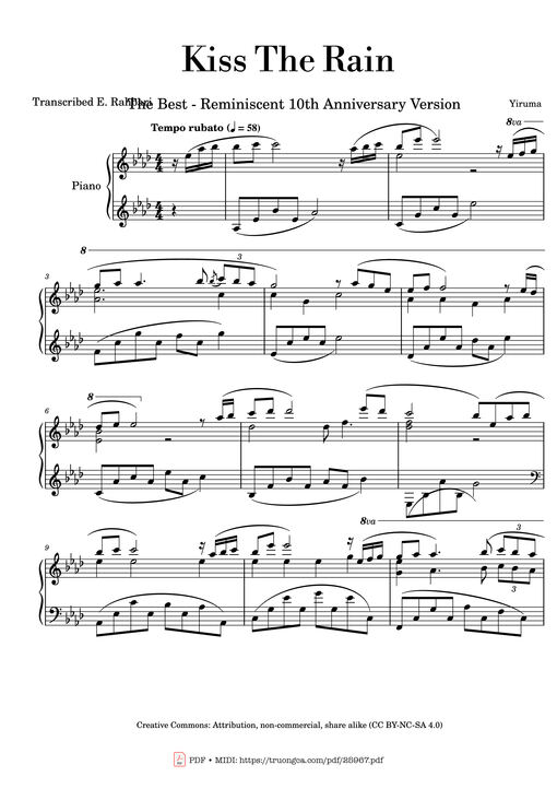 Kiss The Rain Piano - Yiruma