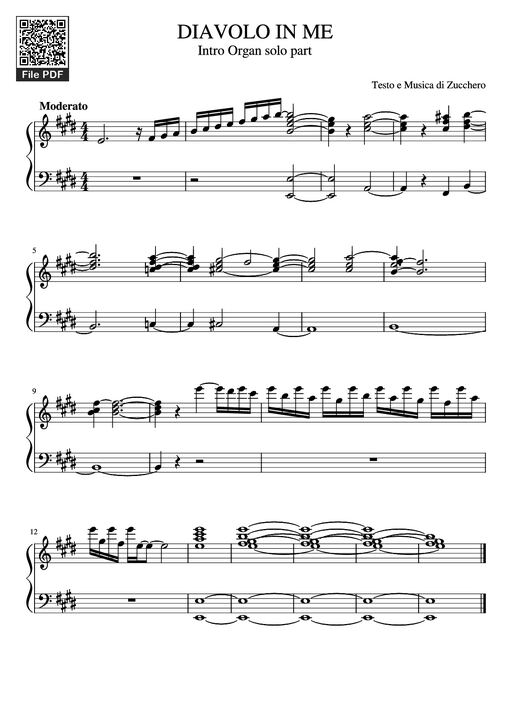 DIAVOLO IN ME Intro Organ solo part Piano