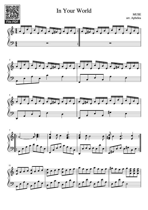 In Your World Piano - Muse-arr-aphelea