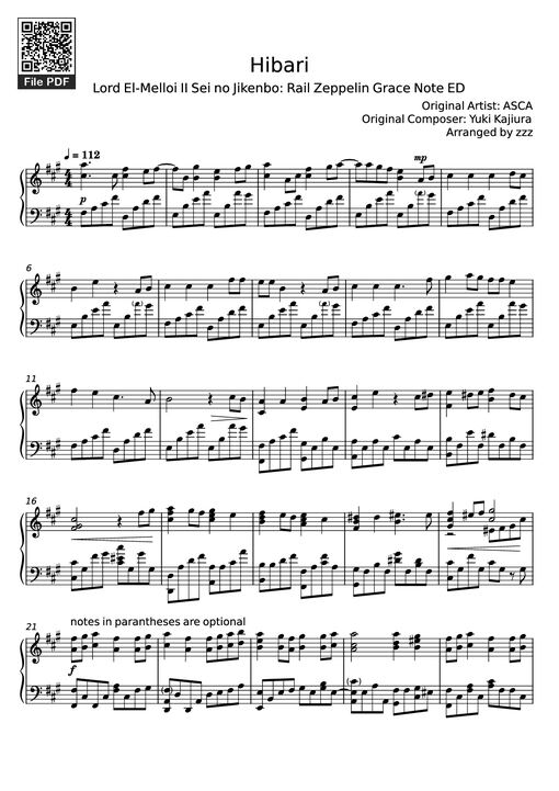 Hibari Piano — Original Artist: ASCA