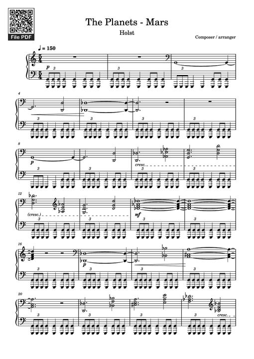 The Planets - Mars Piano