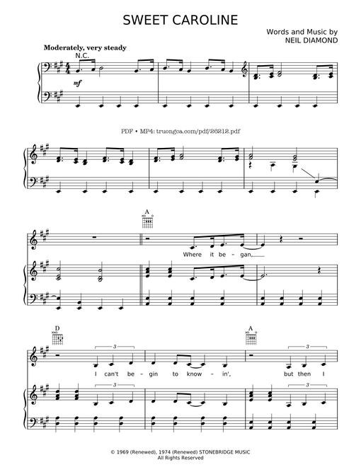 Sweet caroline Piano-Vocal