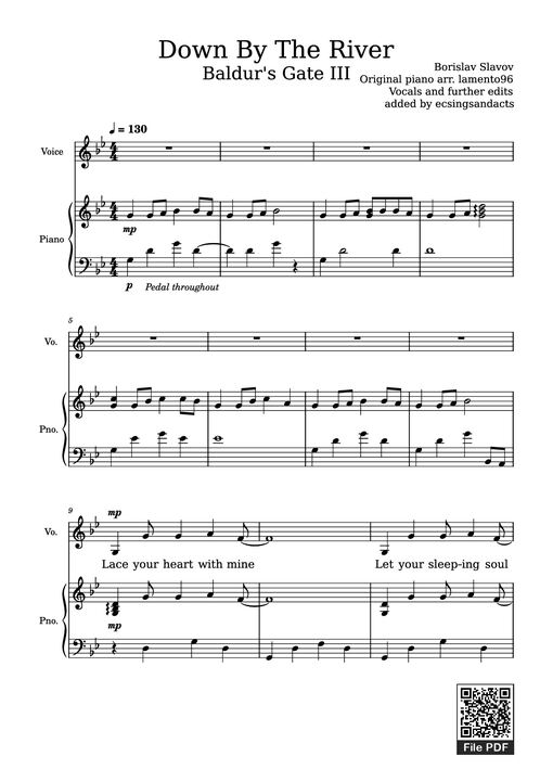 Down By The River Piano