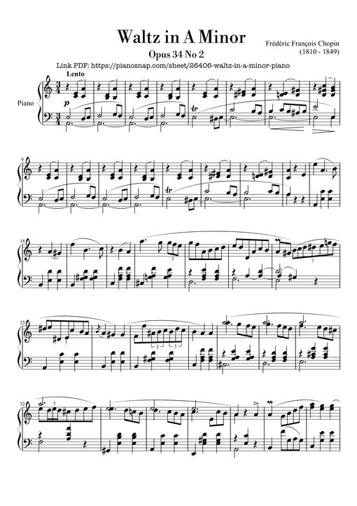 Waltz in A Minor, Opus 34 No 2