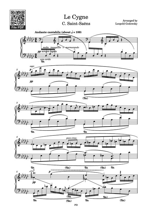 Le Cygne Piano — Arranged-by