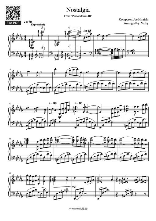 Nostalgia Piano - Composer-joe-hisaishi