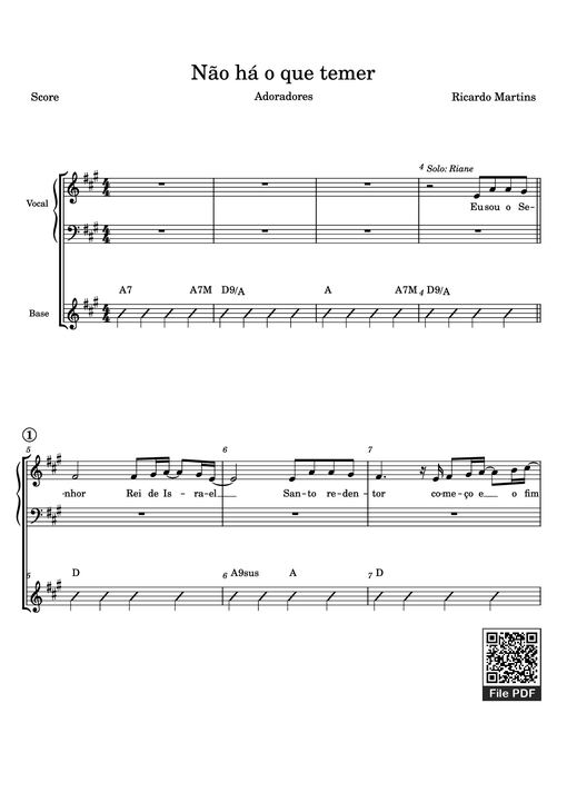 Não há o que temer Piano