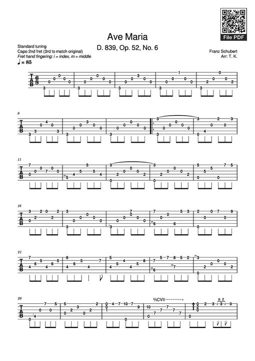 Ave Maria Guitar TAB
