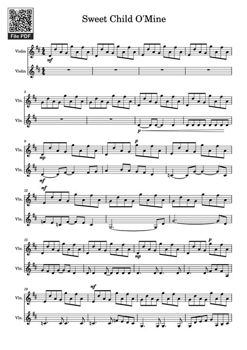 Sweet Child O'Mine Violin