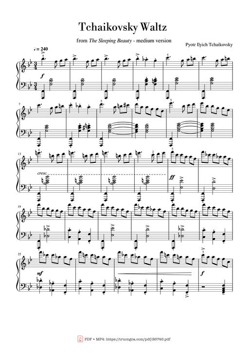 Tchaikovsky Waltz from "The Sleeping Beauty" Piano