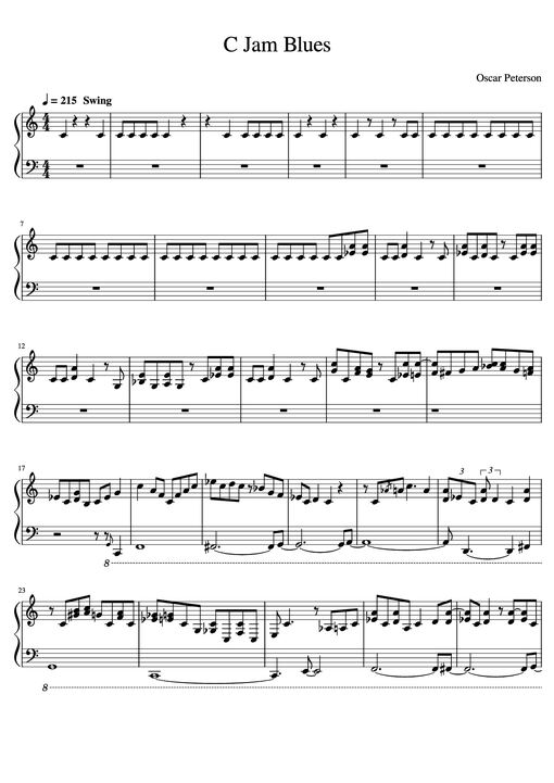 C Jam Blues Piano — Oscar Peterson