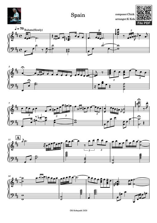 Spain Piano — Composer:Chick Corea