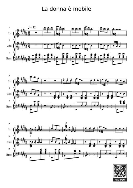La donna è mobile Piano