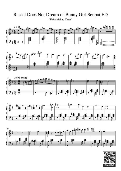 Rascal Does Not Dream of Bunny Girl Senpai ED Piano