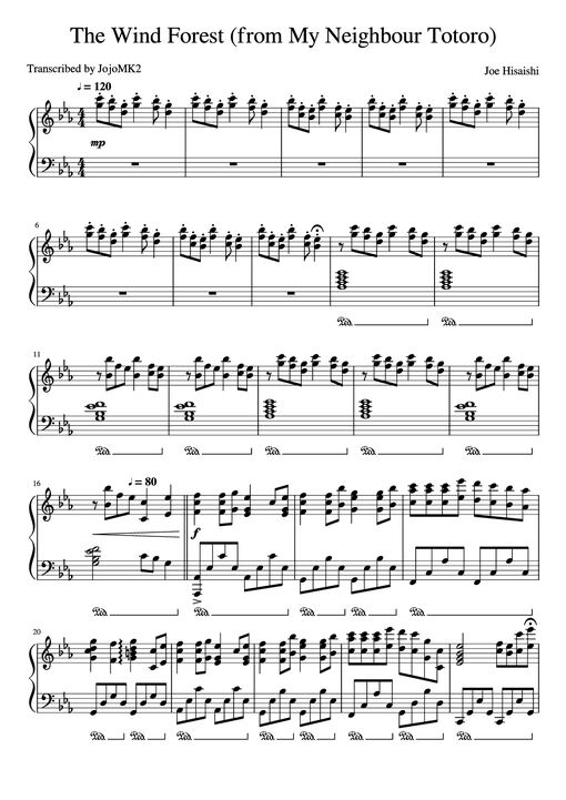 The Wind Forest (from My Neighbour Totoro) Piano