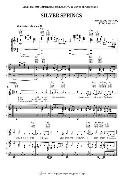 Silver Springs Piano & vocal